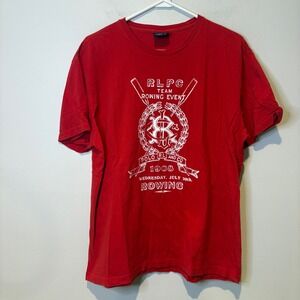 Vtg Polo Ralph Lauren RLPC Team Rowing Event‎ Red Cotton T Shirt Mens Size M